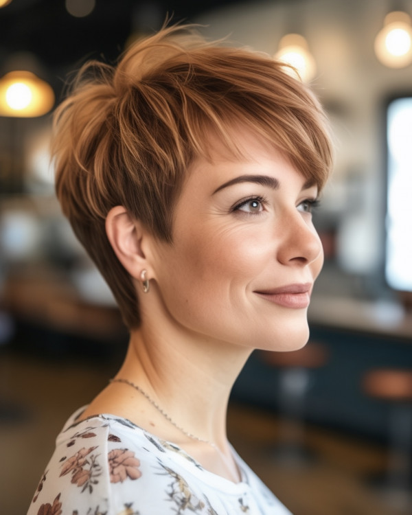 Sandy Auburn Pixie für Frauen über 40
