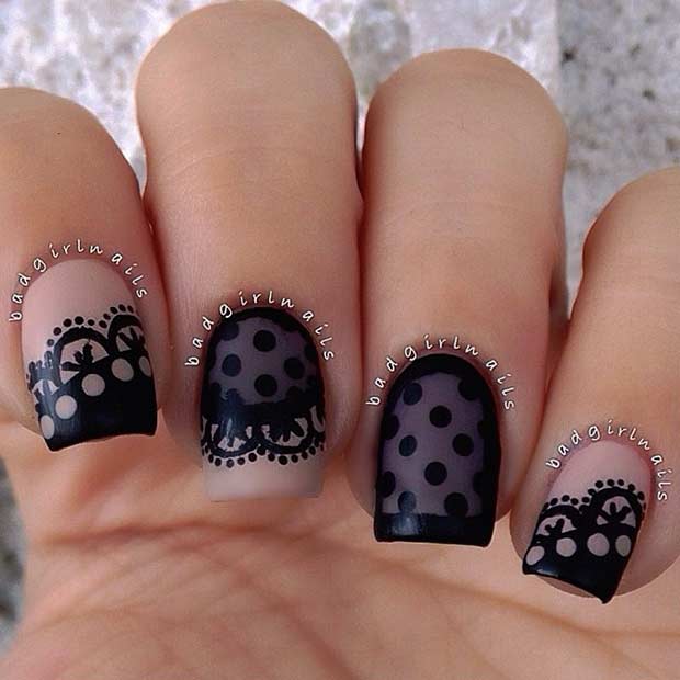 Black Spitzennageldesign -Idee