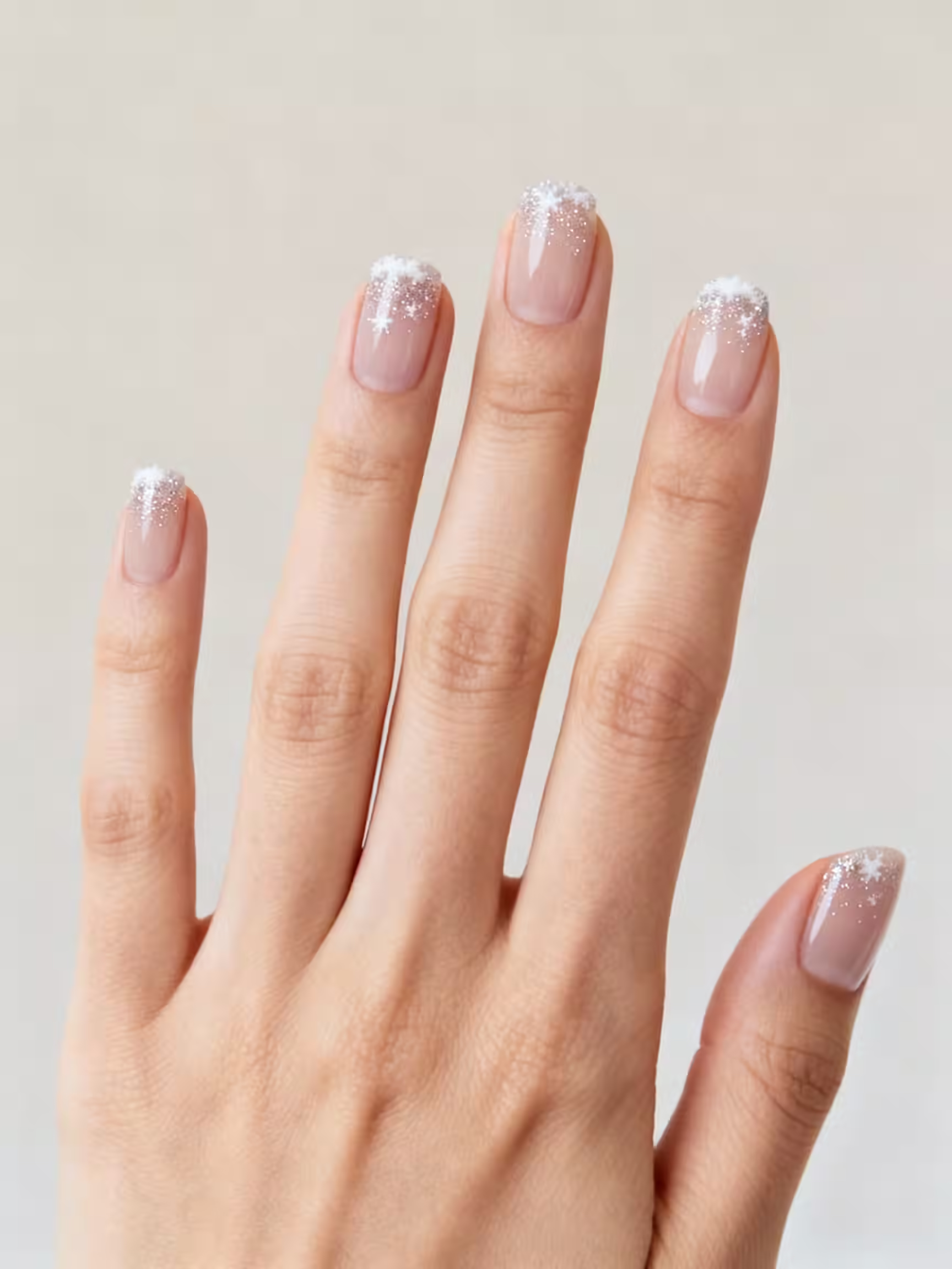 kaum nackte, glitzernde Feiertagsnägel