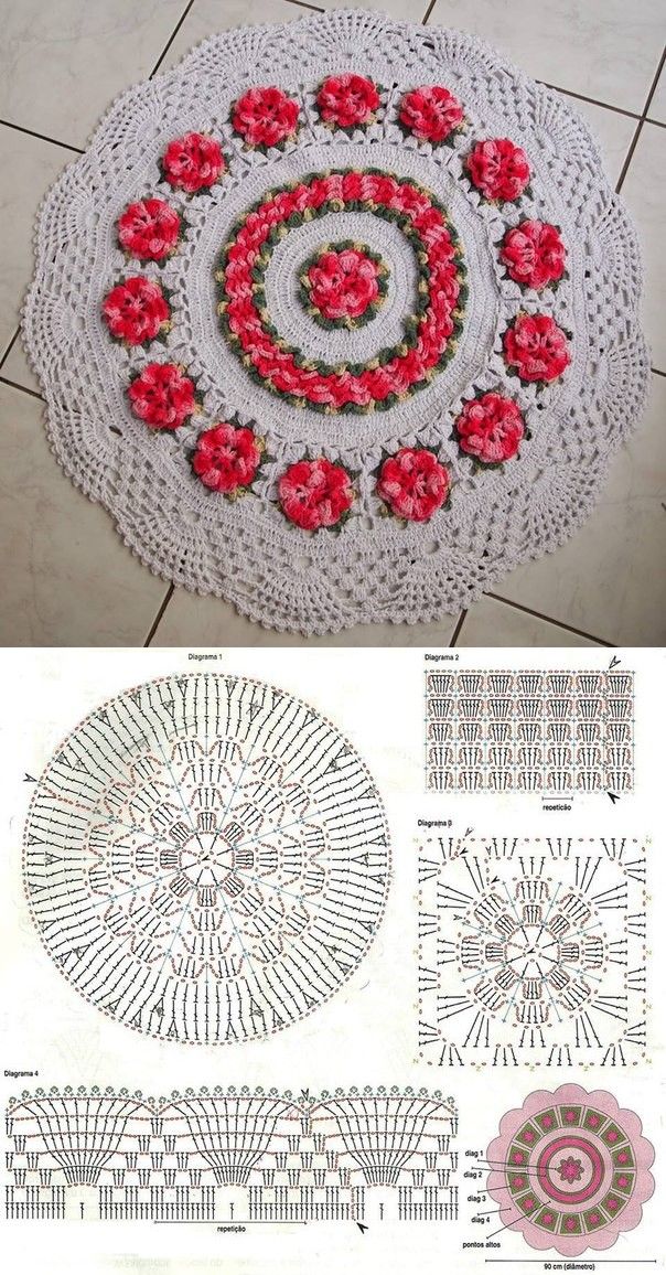 schöne Häkelteppichideen mit Blumen 1