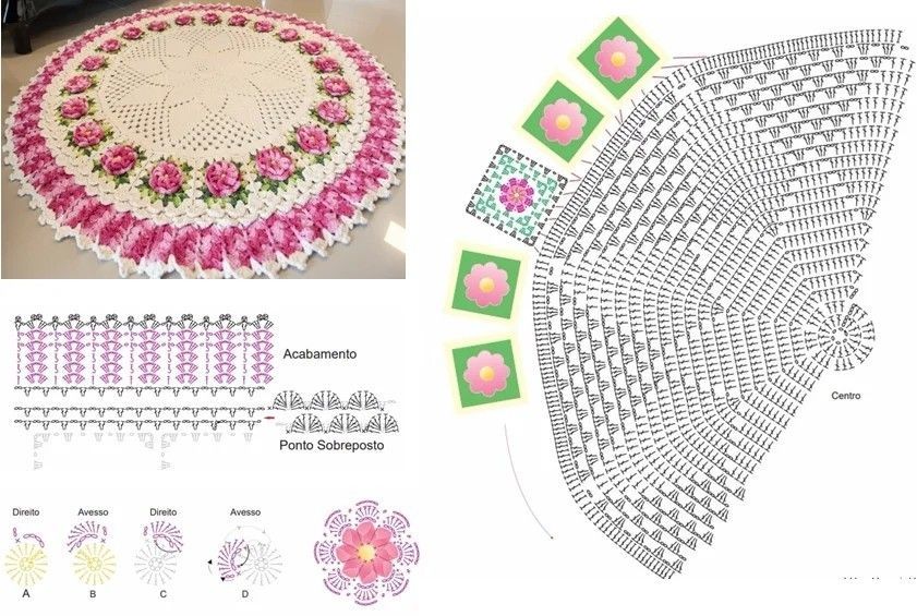 schöne Häkelteppichideen mit Blumen 2