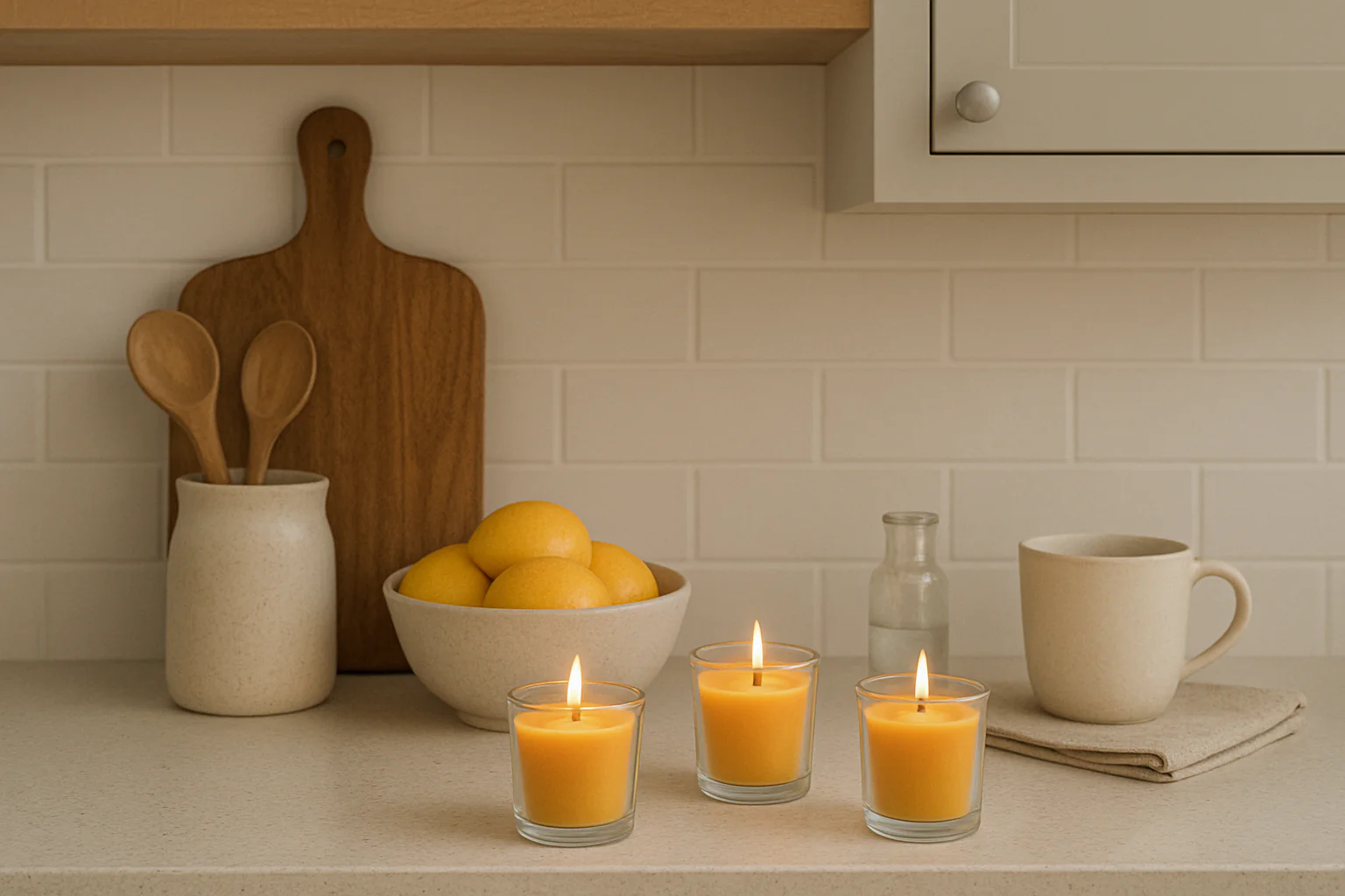 Bienenwachs-Votivkerzen für die Küchendekoration