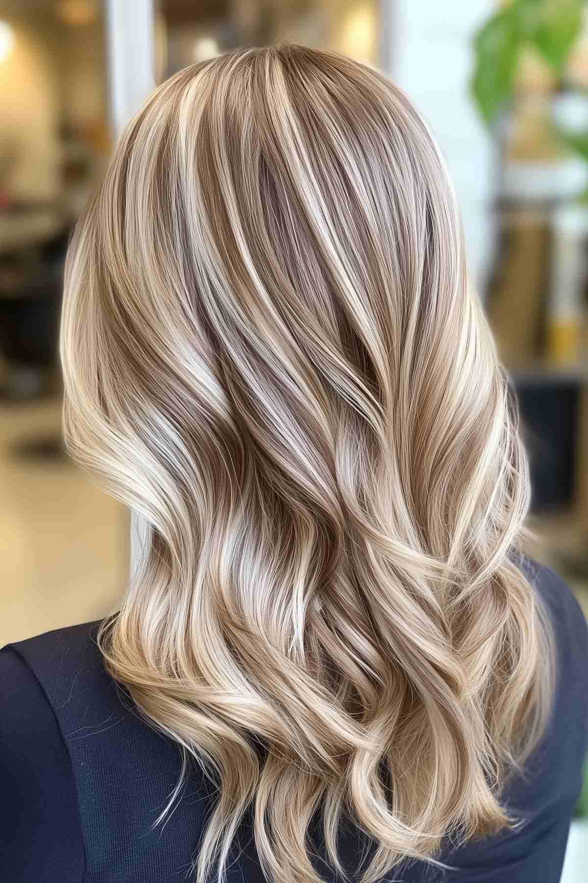 Blonde und braune Balayage für einen natürlichen Wartungsstil