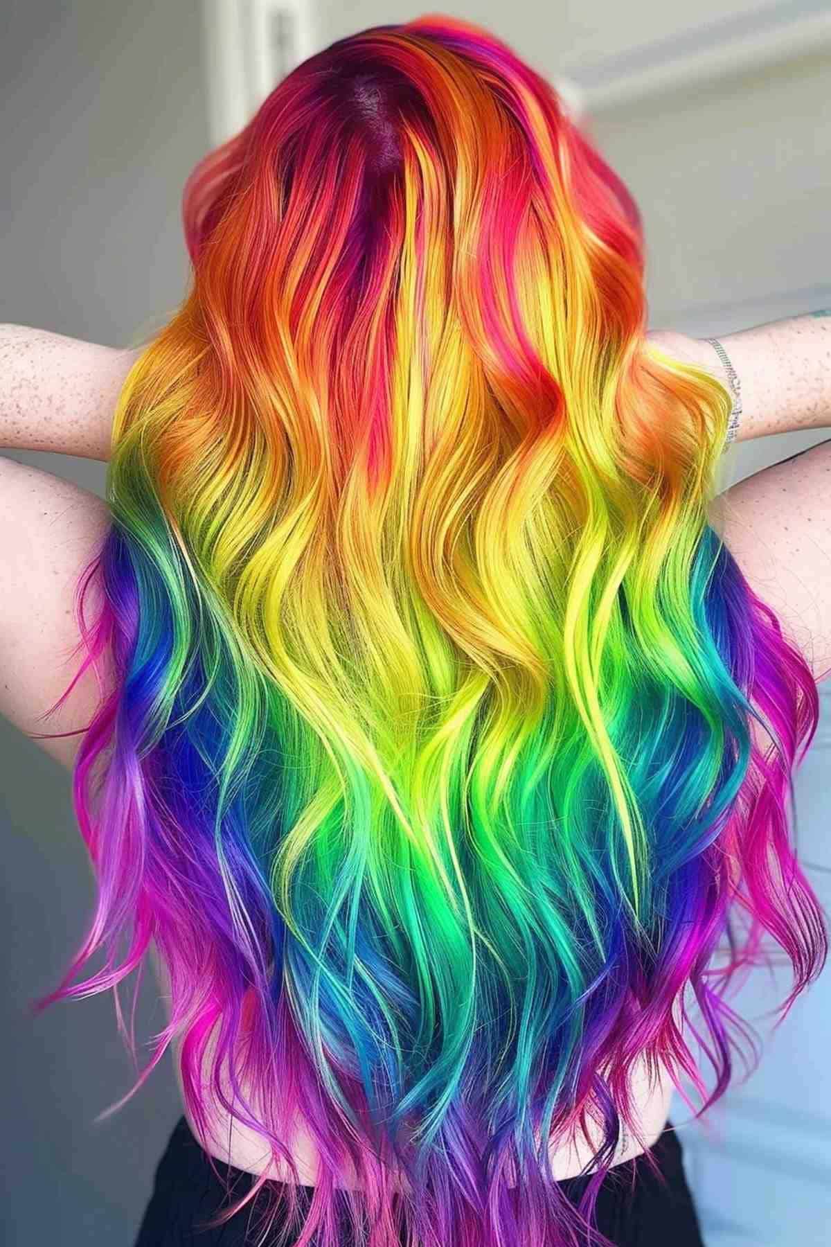 Helle Farbe Schmelze Regenbogen Haare