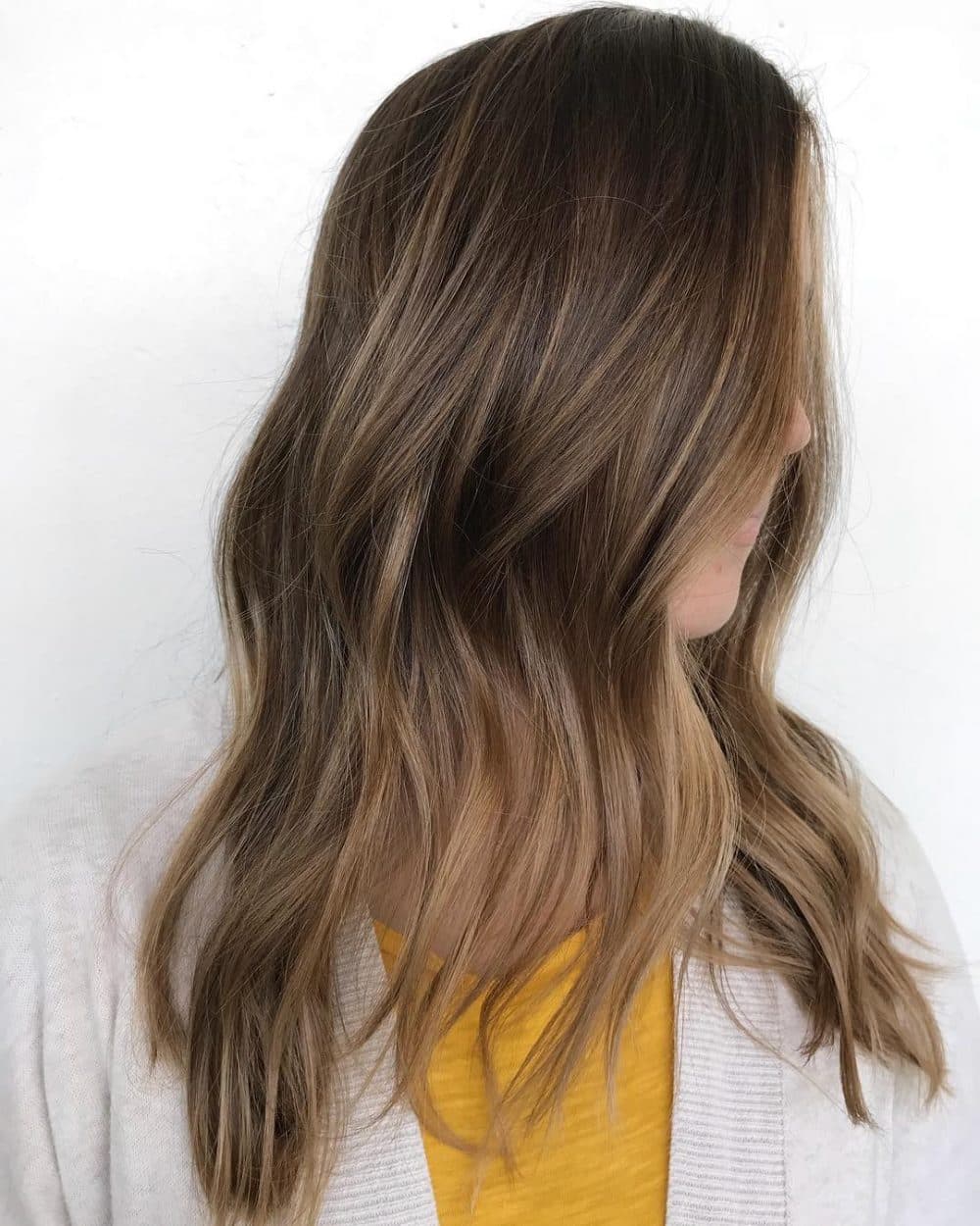 Braune blonde Balayage für lange dünne Haare