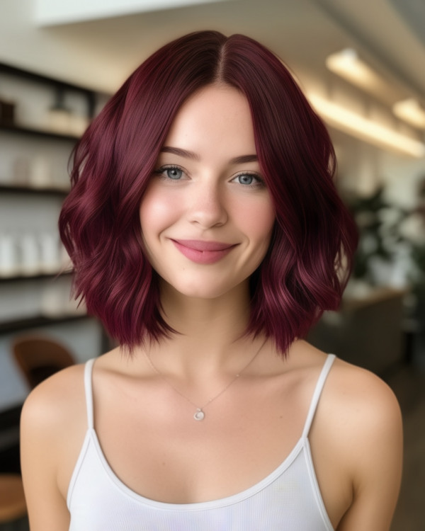 Samt Burgundy Long Bob
