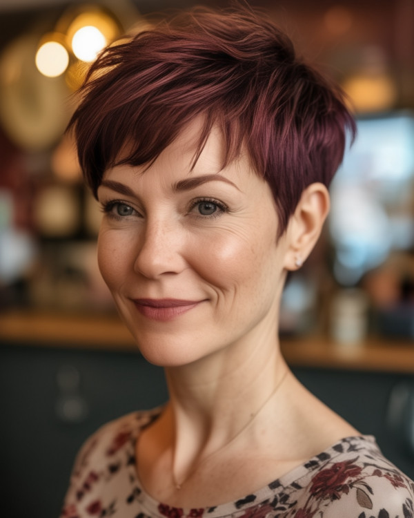 Mulberry Burgunderpixie für Frauen über 50