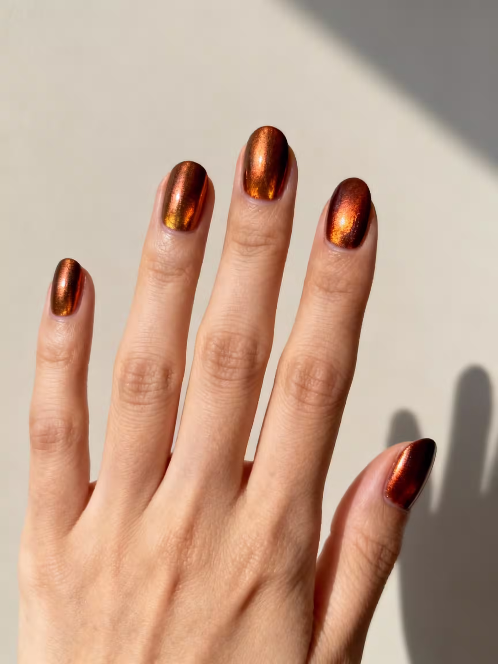 Polierte Kupfer-Chrom-Maniküre