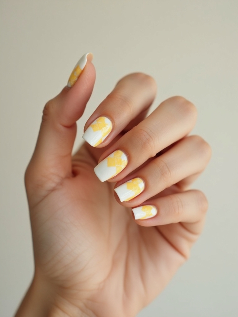 butterartige Retro-Schachbrett-Nailart