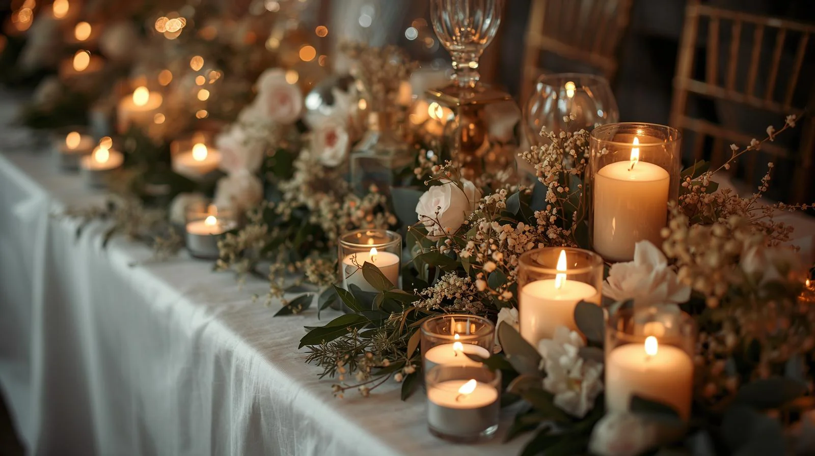 Kerzen für die Dekoration von Hochzeitszeremonien