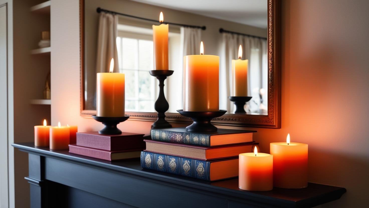 Kerzen mit unterschiedlichen Höhen für die Manteldekoration