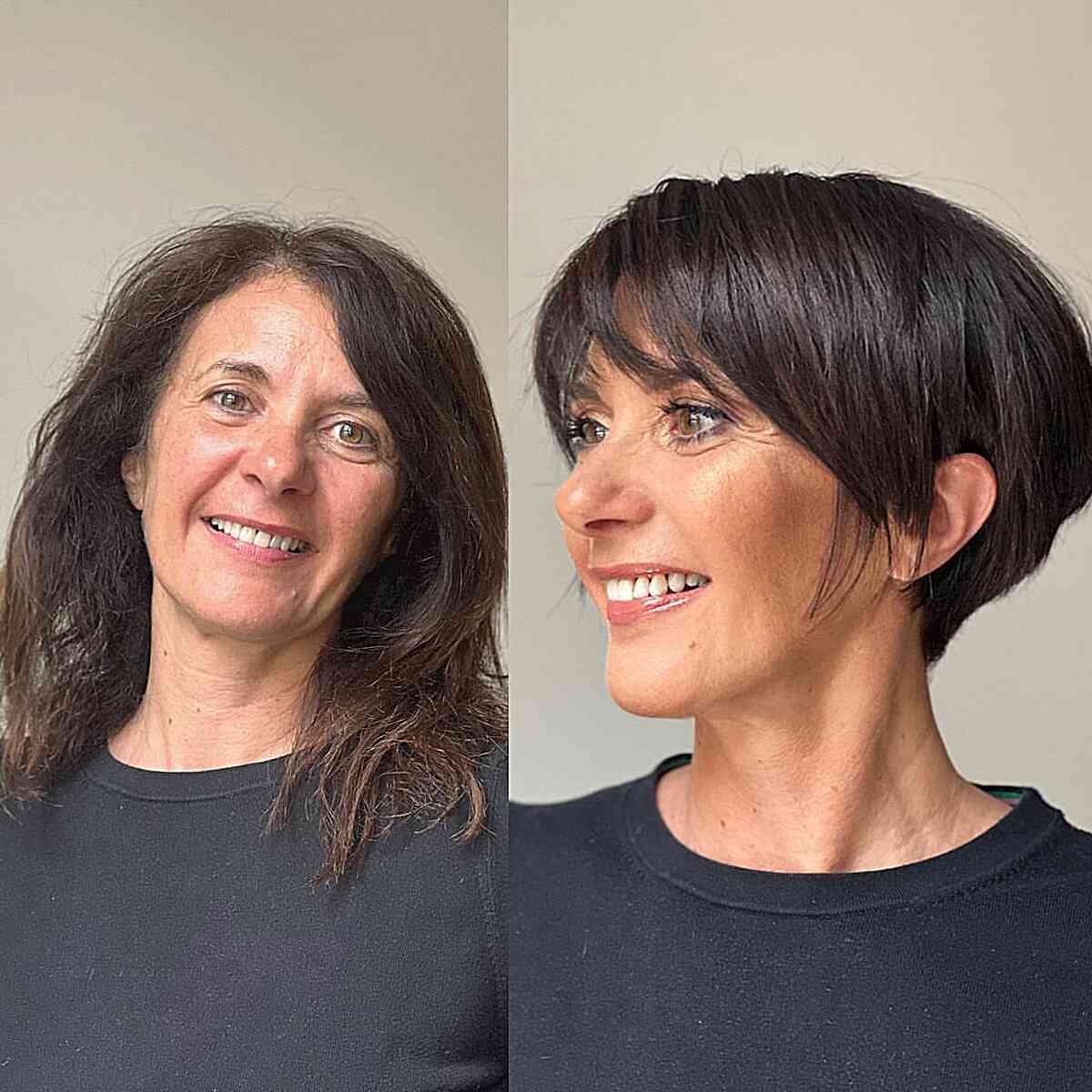 Chic Pixie Bob Makeover mit Pony für Damen mit feinem geraden Haaren