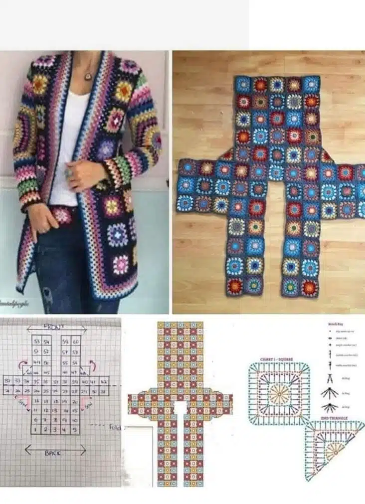 Mäntel mit Häkelquadraten 1