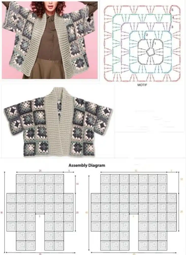 Mäntel mit Häkelquadraten 2