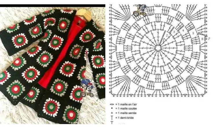 Mäntel mit Häkelquadraten 5