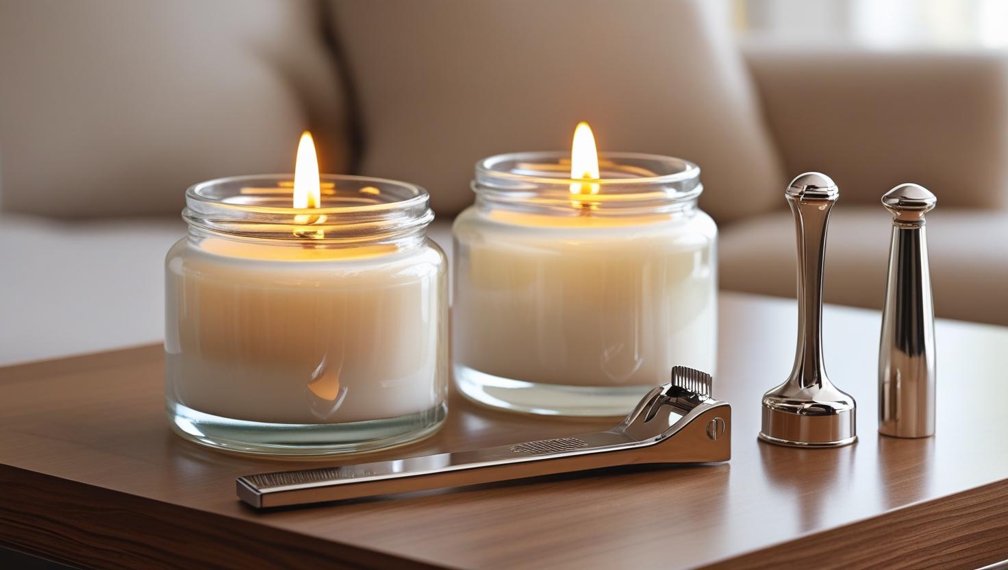 Kokosnuss-duftende Kerzen Ein Dochtbauer und ein Kerzenschnüffel