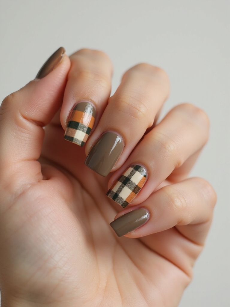 kuscheliges mehrschichtiges Plaid-Nailart