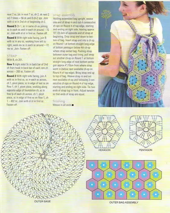 Häkelrucksäcke mit Quadrat 1