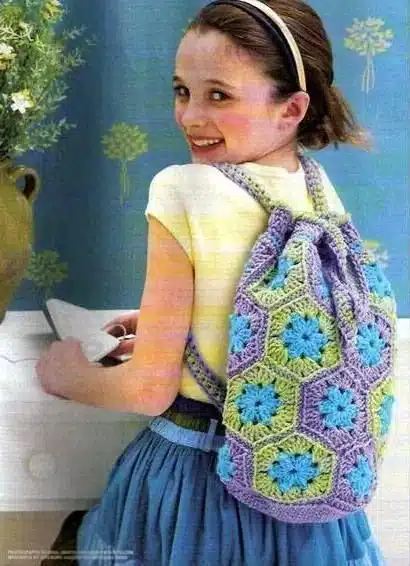 Häkelrucksäcke mit Quadrat