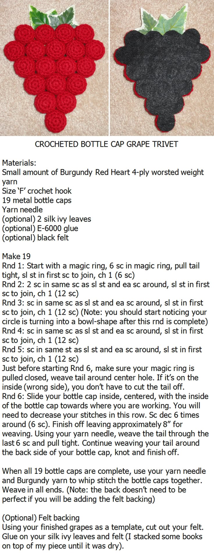 Häkelflaschenkappen Ideen 1