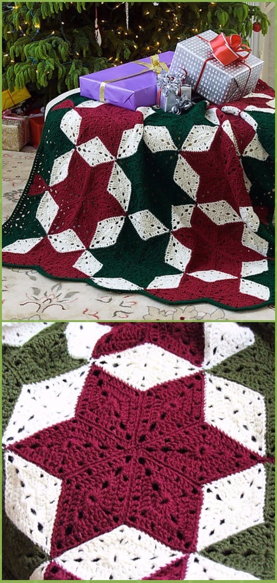 Kostenlose Anleitungen für eine Weihnachtsdecke häkeln 1