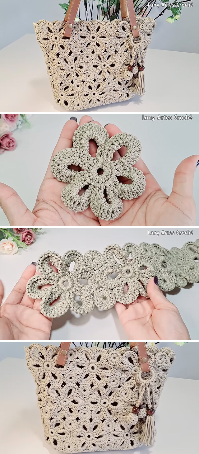 häkelnde blumförmige Tasche modisch