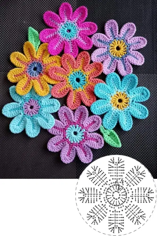 Häkelblüten mit Grafik 3