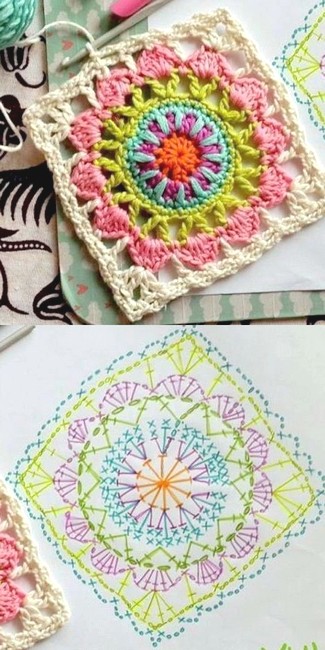 Häkeln Oma -Quadrate mit Graphen 2