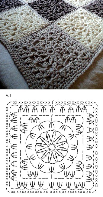 Häkeln Oma -Quadrate mit Grafiken