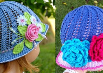 Häkelpanama -Hut für Mädchen mit freiem Muster