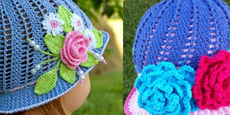 Häkelpanama -Hut für Mädchen mit freiem Muster