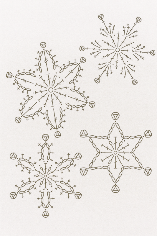 Ideen für gehäkelte Schneeflocken-Ohrringe in 3 Größen
