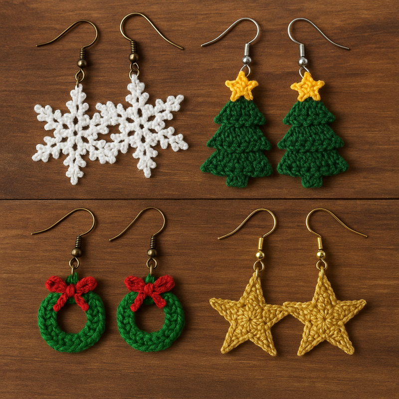 Ideen für gehäkelte Schneeflocken-Ohrringe 4