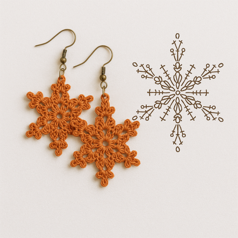 Ideen für gehäkelte Schneeflocken-Ohrringe