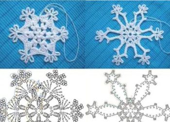 Gehäkelte Schneeflocken (Diagramm): Elegante handgemachte Winterkunst