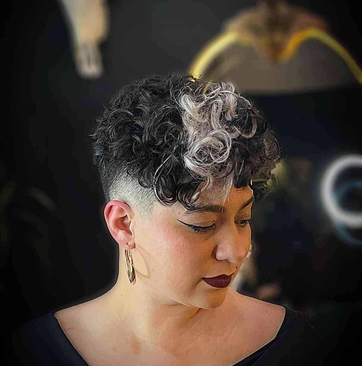 Curly Pixie mit einem Stinktierstreifen