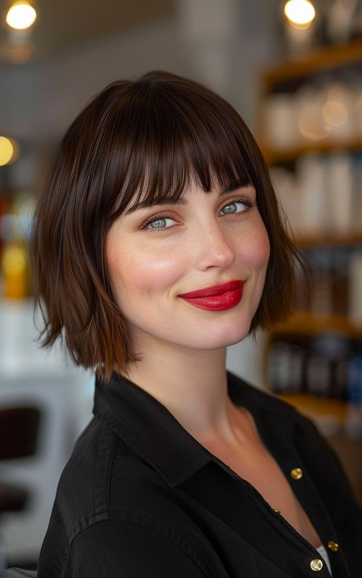 Dunkle schokoladenbraune Haare für kurze Haare