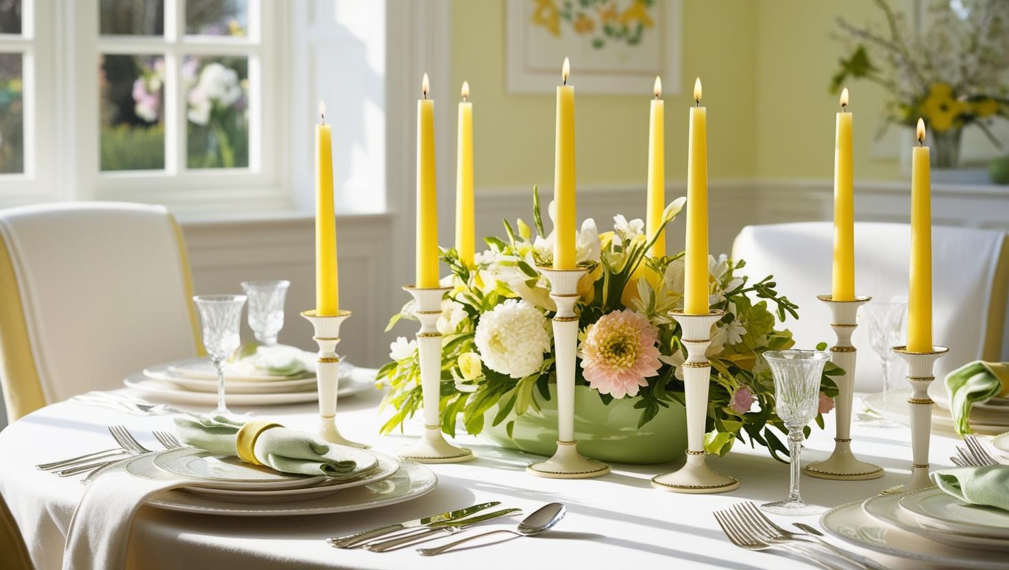 Esszimmer Dekorationsideen mit hohen Kerzen