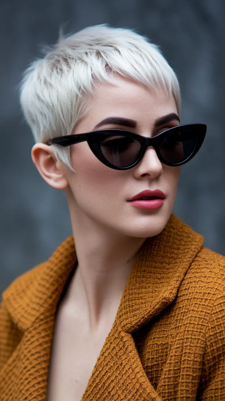 Edgy Blonde Buzz Cut mit einer modischen Seite