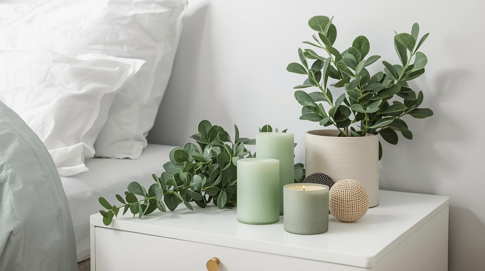 Eukalyptus-Duftkerzen für die Schlafzimmerdekoration