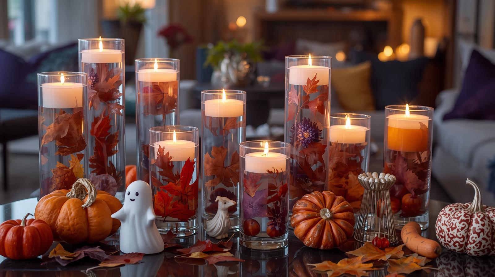 schwimmende Kerzen für Halloween -Dekoration