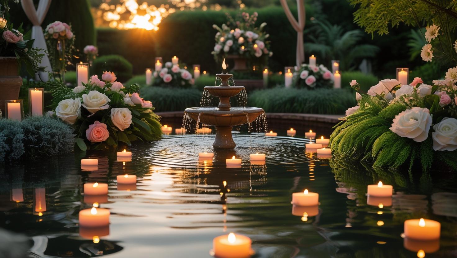 schwimmende Kerzen für Hochzeiten des botanischen Gartens