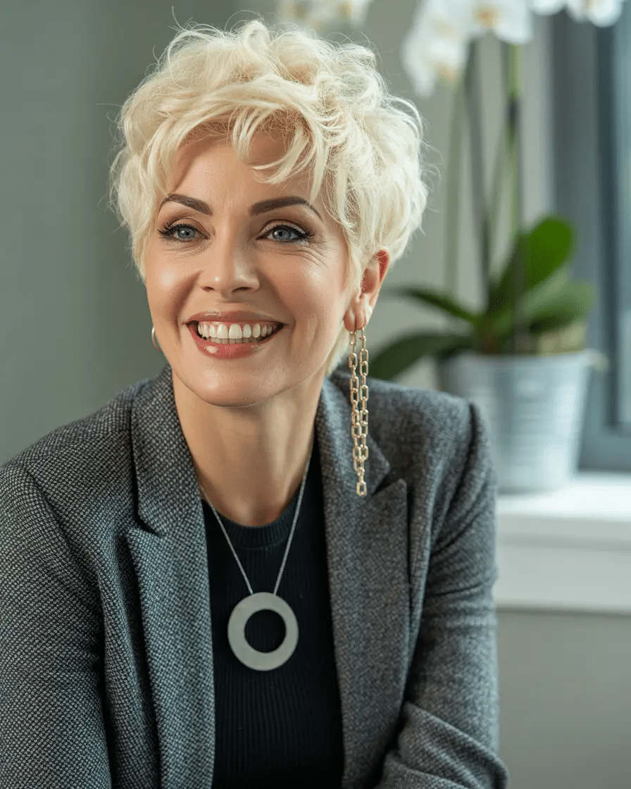 Flauschiges Blond mit exekutiver Energie