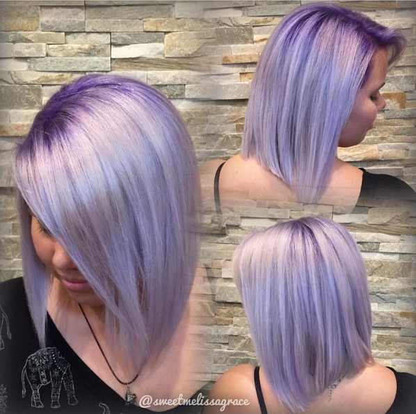 Wunderschönes violettes Metallic mit lila Basis - Straight Lob Frisuren