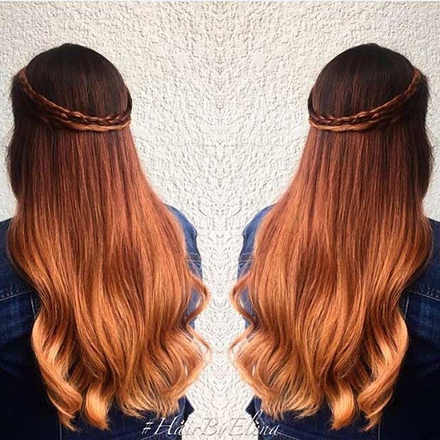 Goldene Kupferbalayage Haarfarbe Idee