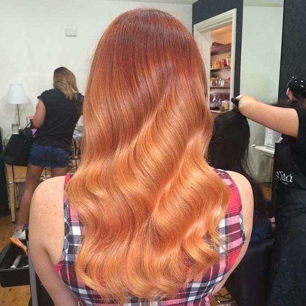 Orange Kupfer Balayage Haarfarbe Idee