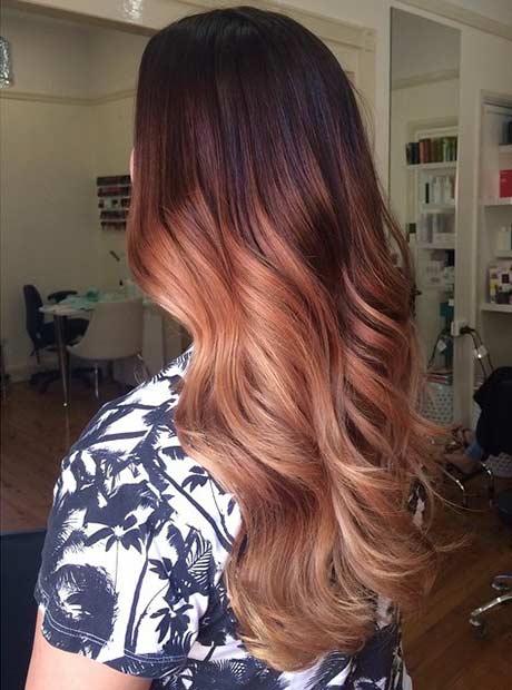 Kupfer roségoldbalayage Haare