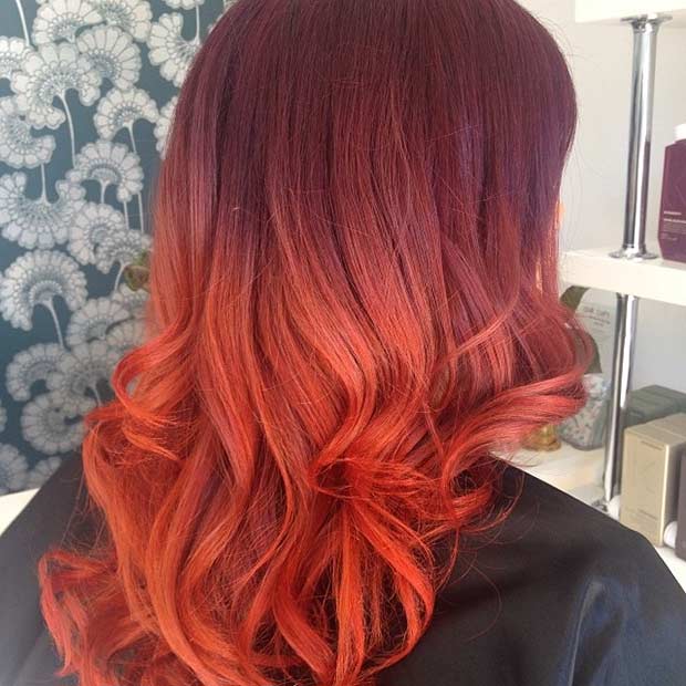 Rot zu Kupfer Balayage Ombre Haare