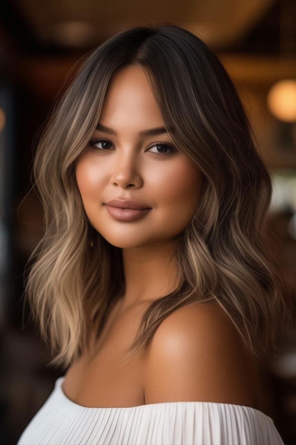 Frisur mittlerer Länge für runde Gesichter