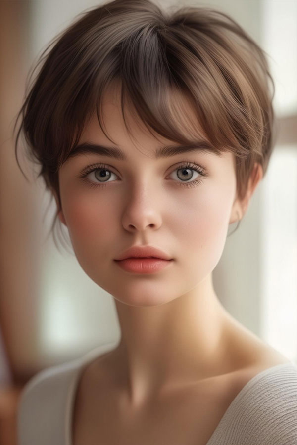 Pixie -Haarschnitt für runde Gesicht